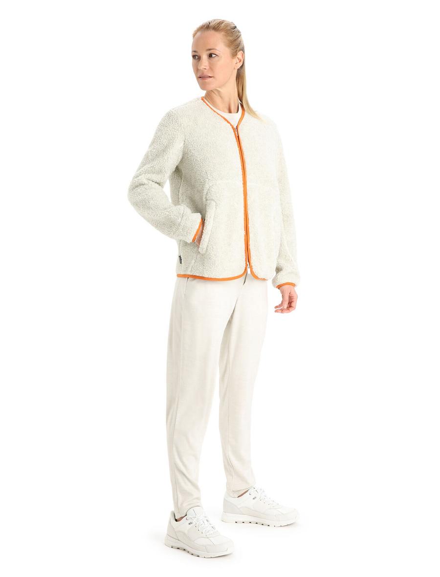 Icebreaker RealFleece™ Merino High Pile Long Sleeve Zip Cardigan Naisten Huppari Valkoinen | FI 1664HAPK